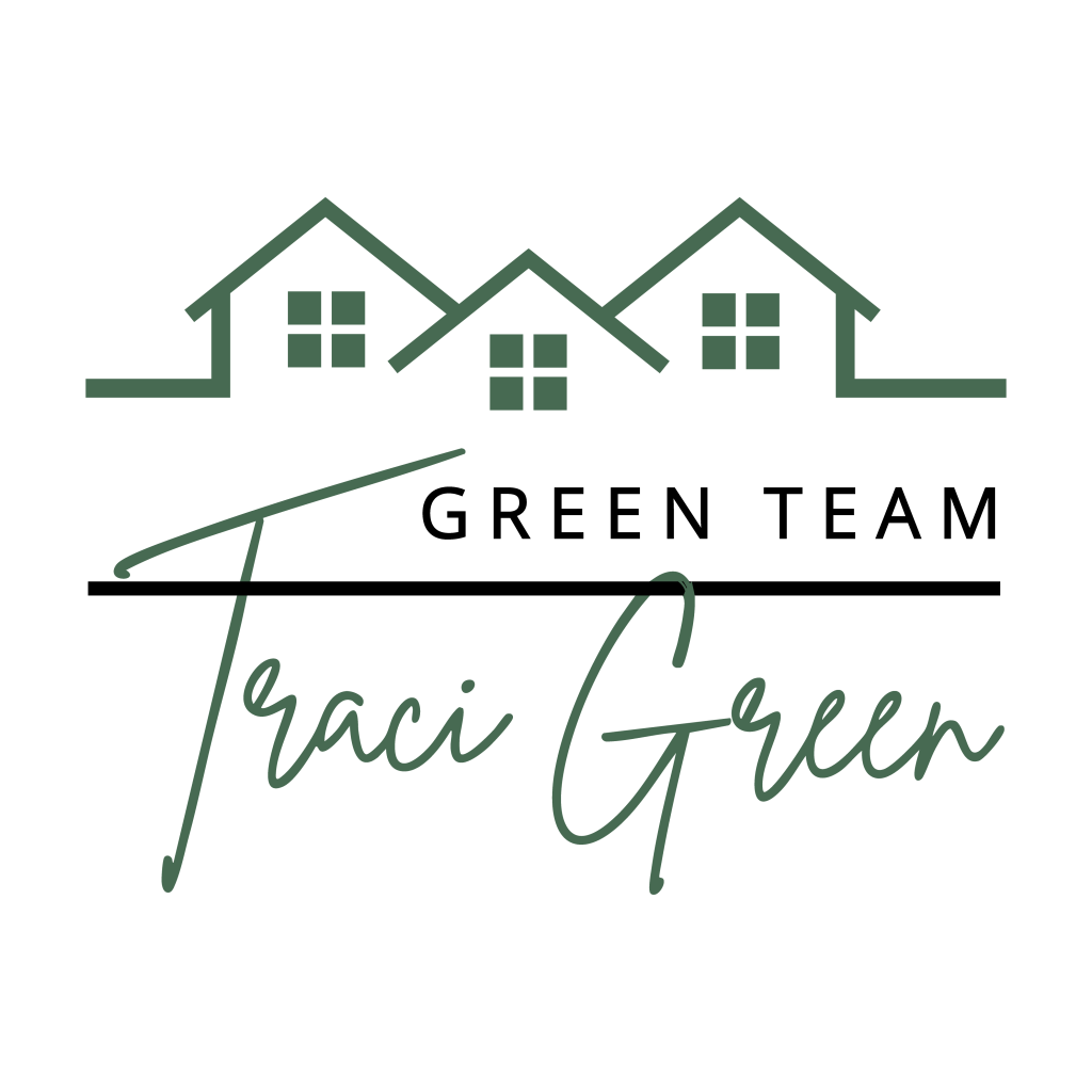 Traci Green logo featuring stylized houses and signature, representing American Liberty Mortgage's Victoria branch loan officer.